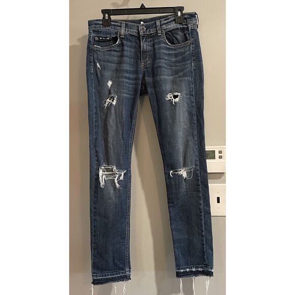 Rag & Bone‎ Dre Jeans Distressed Denim Dark Wash Skinny Stretch Womens Size 27 - Picture 1 of 10